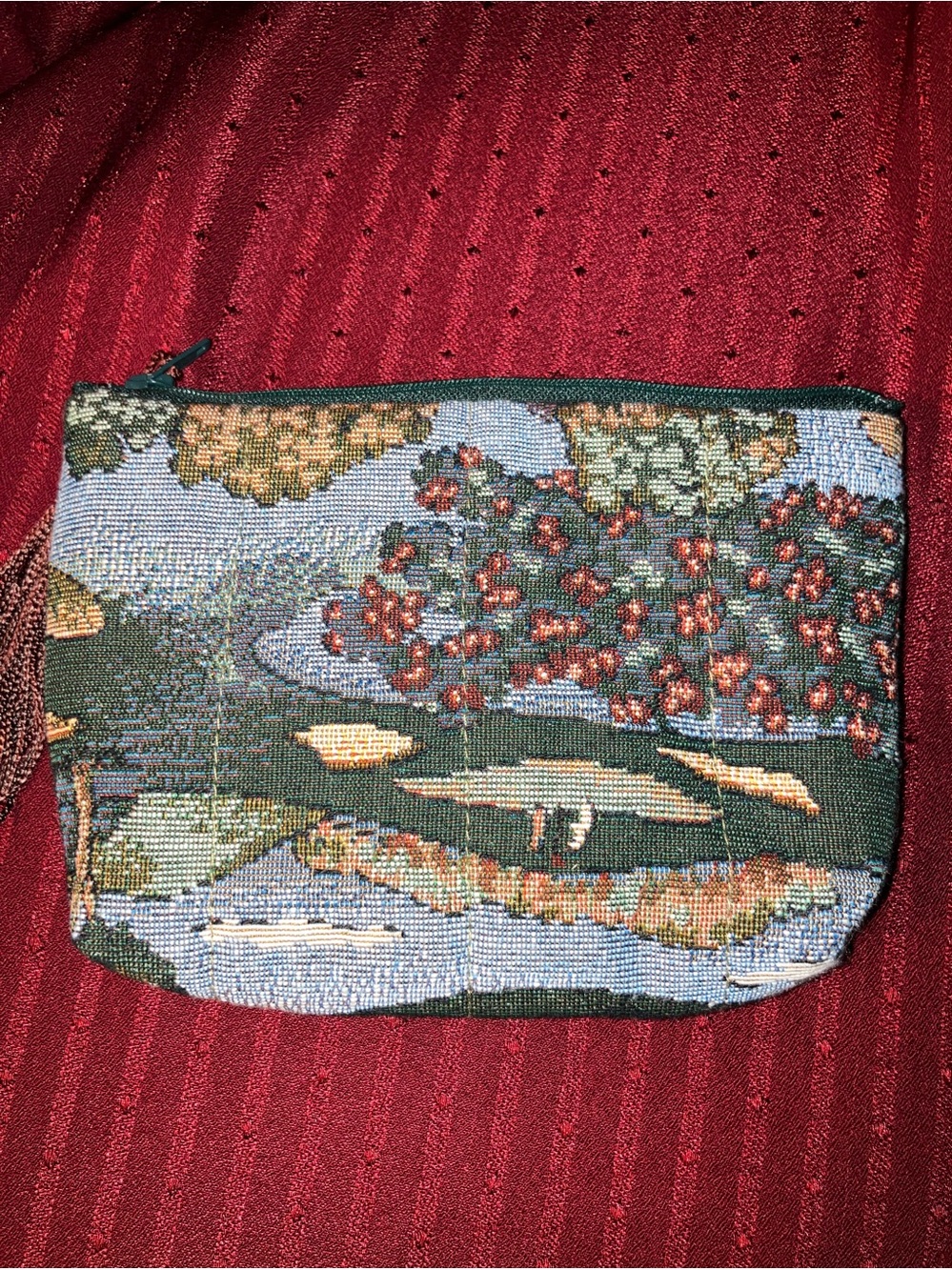 Vintage Tapestry Holdings Fine Accessories Golf Scene Zipper Pouch Bag - Picture 2 of 6